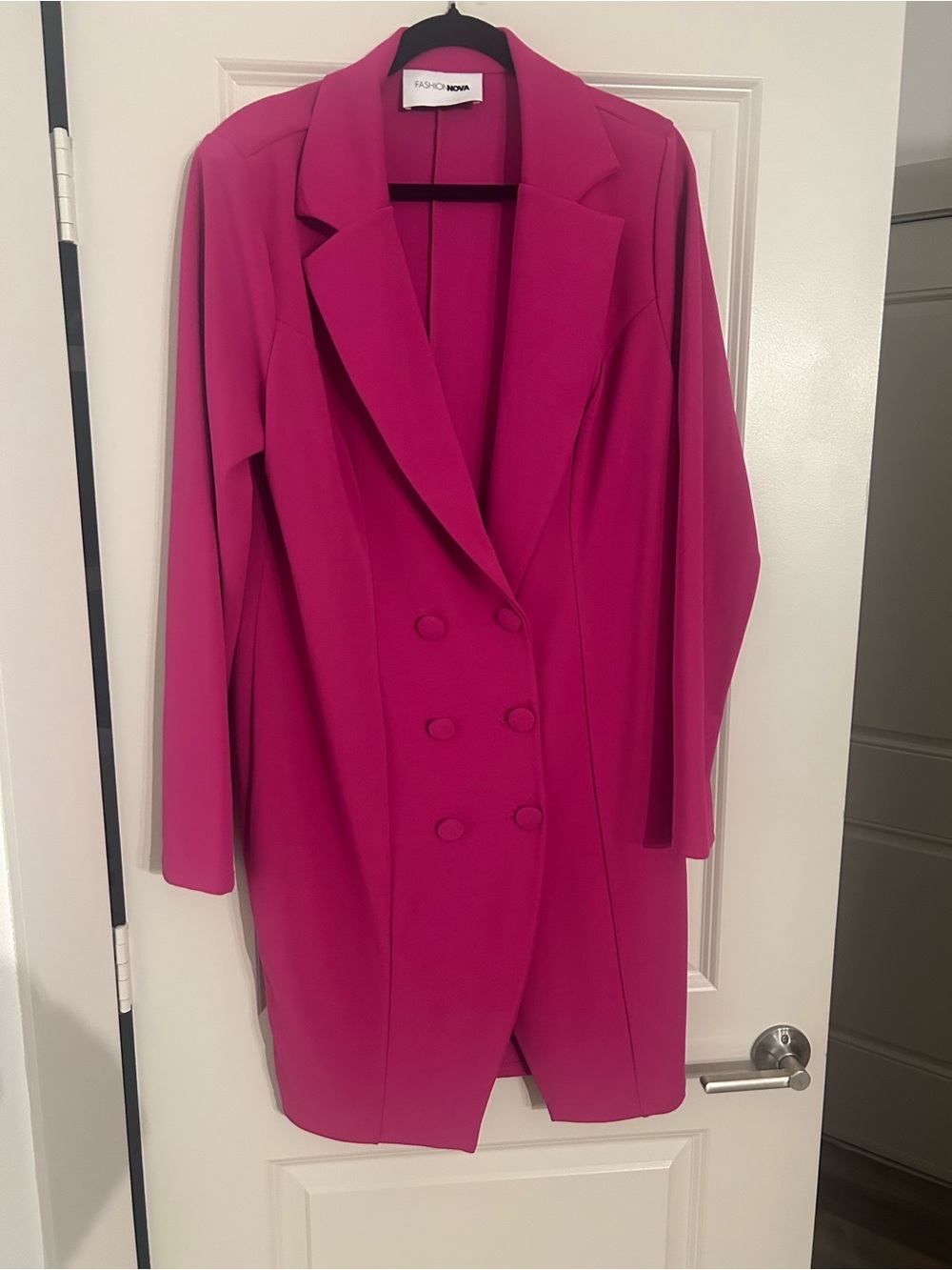 Fashion Nova Double-Breasted Hot Pink Blazer Dress